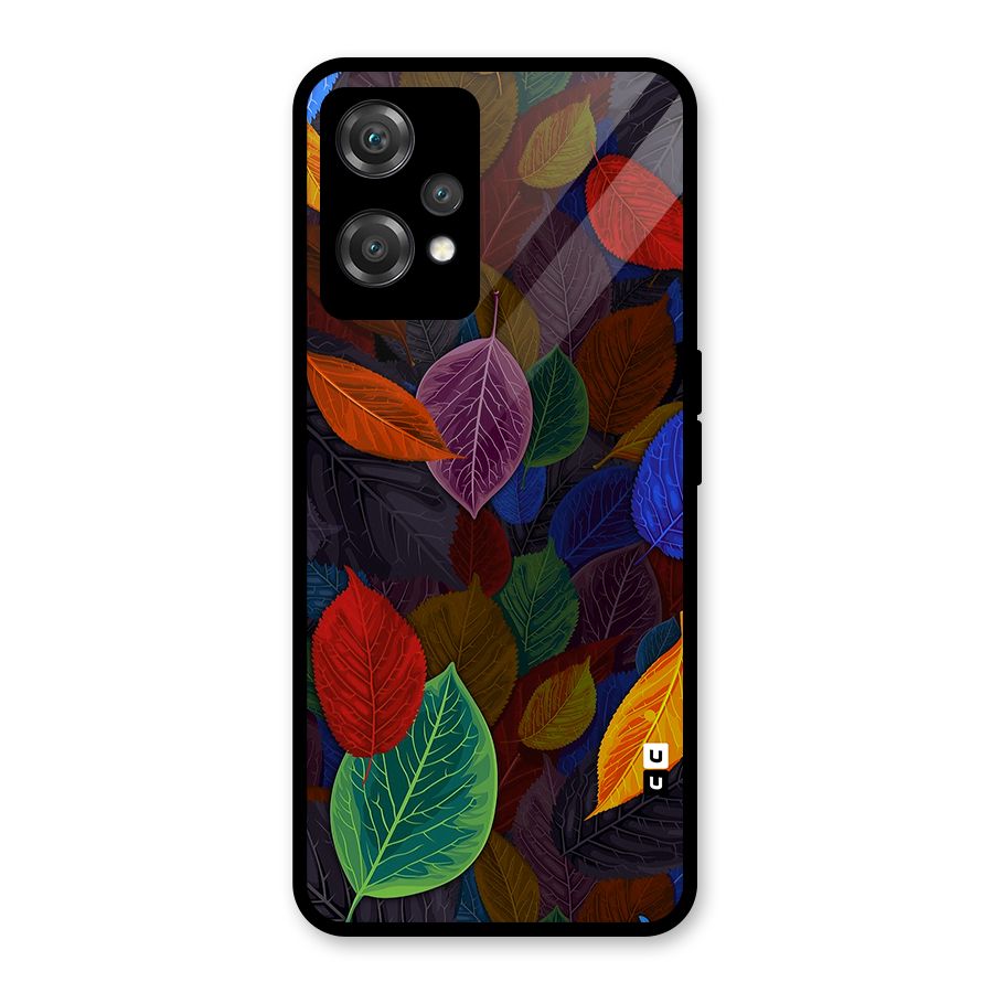 Colorful Leaves Pattern Glass Back Case for OnePlus Nord CE 2 Lite 5G
