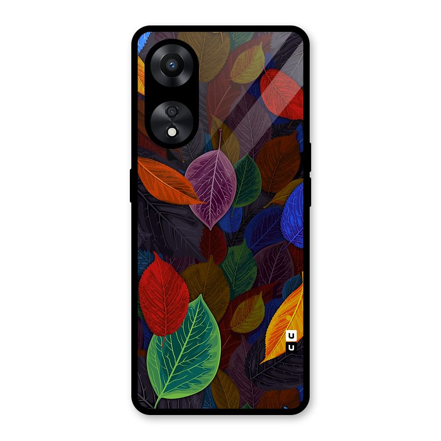 Colorful Leaves Pattern Glass Back Case for Oppo A78