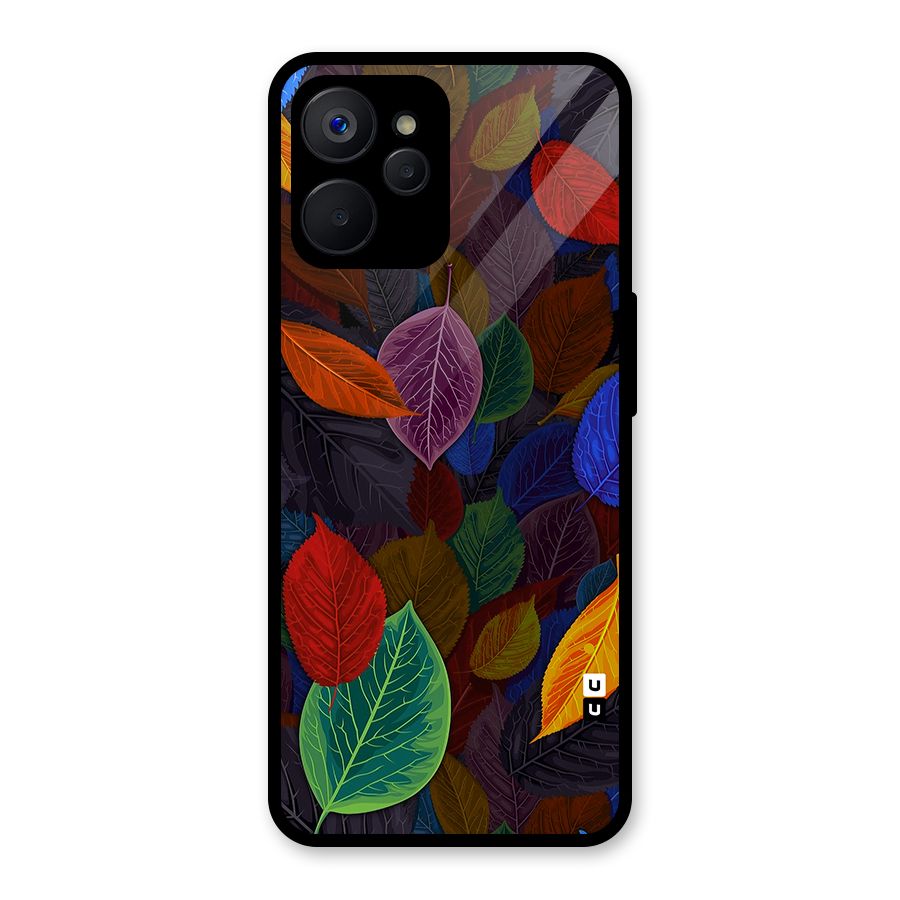Colorful Leaves Pattern Glass Back Case for Realme 9i 5G