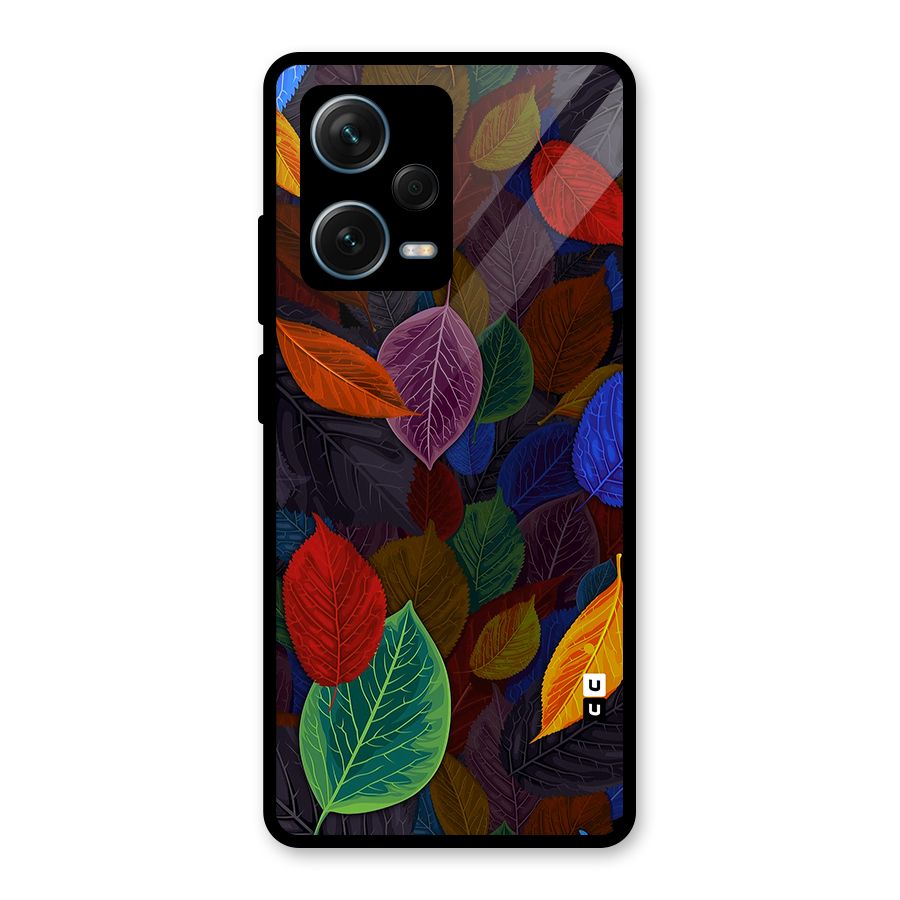Colorful Leaves Pattern Glass Back Case for Redmi Note 12 Pro Plus 5G