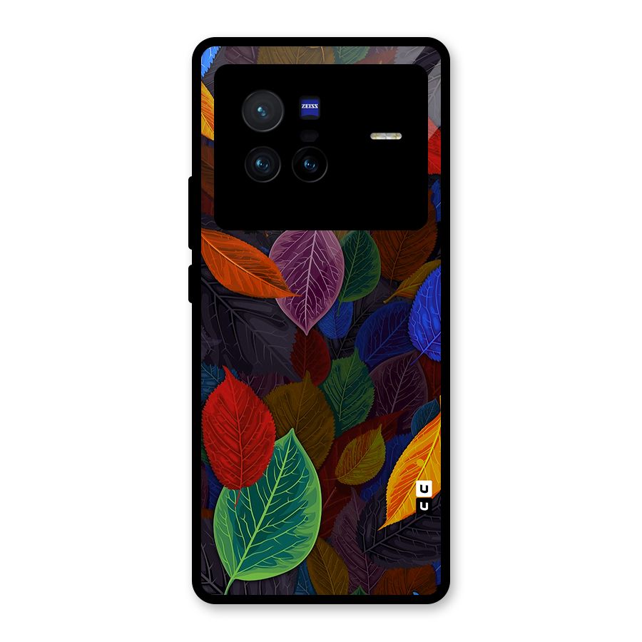 Colorful Leaves Pattern Glass Back Case for Vivo X80