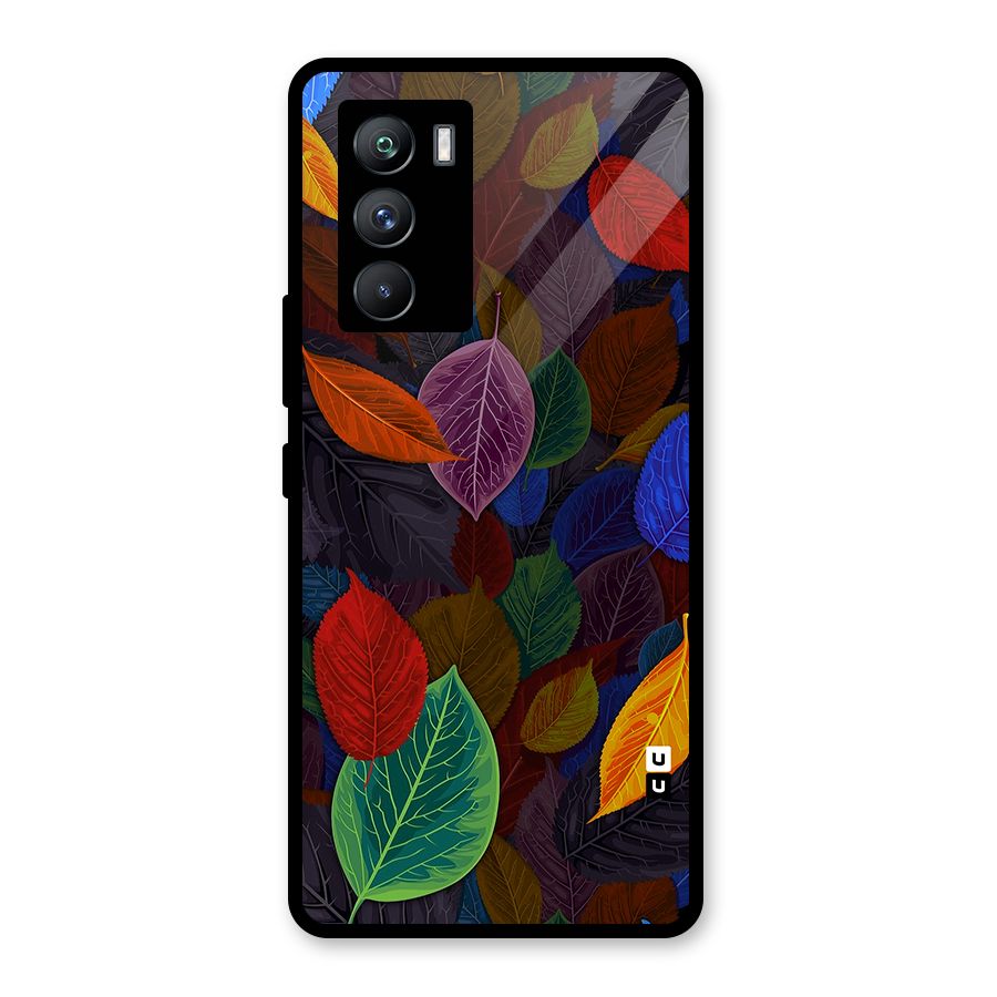 Colorful Leaves Pattern Glass Back Case for Vivo iQOO 9 SE