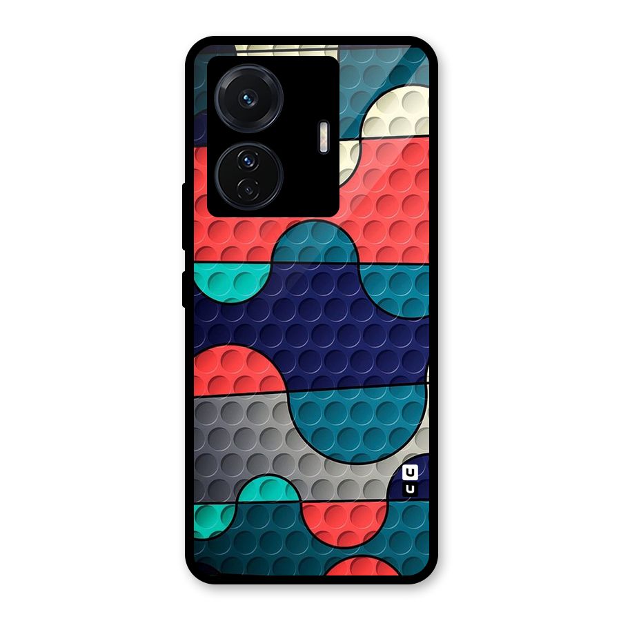 Colorful Puzzle Design Glass Back Case for Vivo T1 Pro