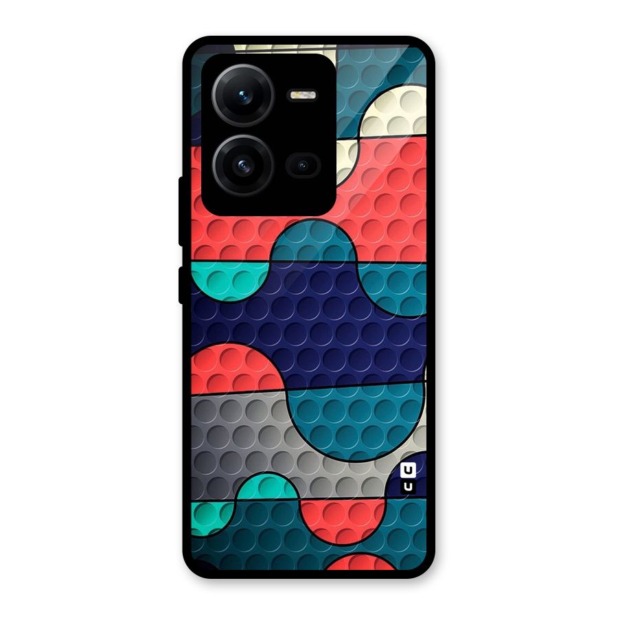 Colorful Puzzle Design Glass Back Case for Vivo V25