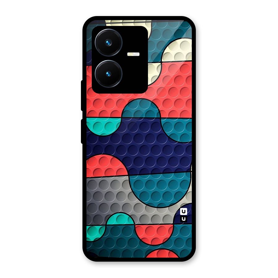 Colorful Puzzle Design Glass Back Case for Vivo Y22