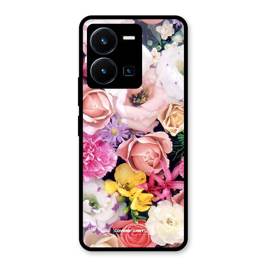 Colorful Roses Glass Back Case for Vivo Y35