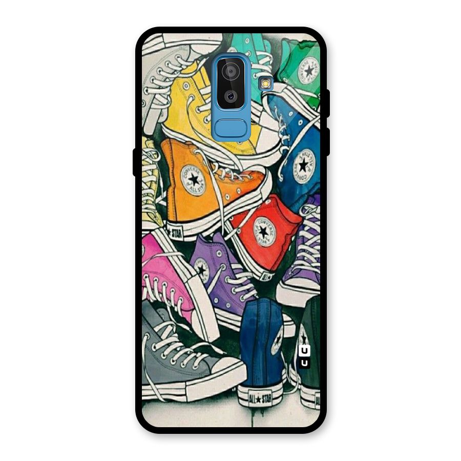 Colorful Shoes Glass Back Case for Galaxy J8