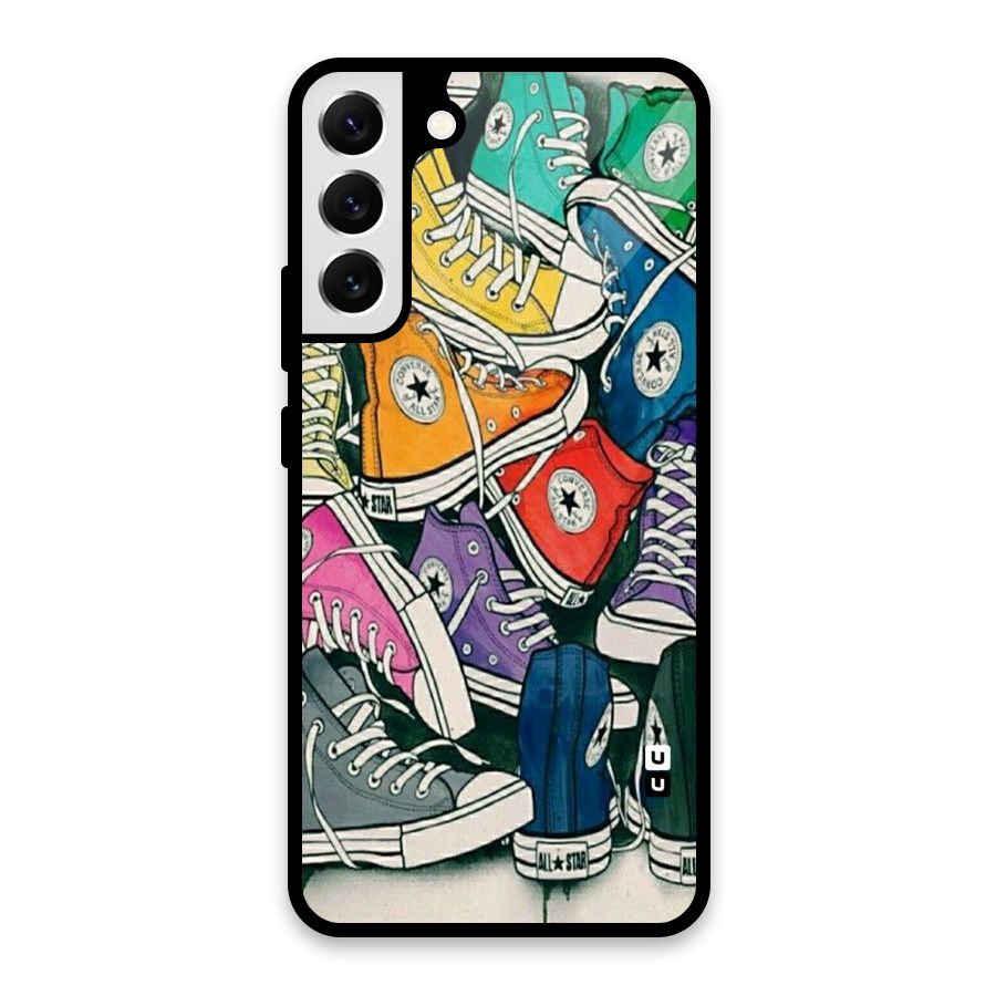 Colorful Shoes Glass Back Case for Galaxy S22 Plus 5G