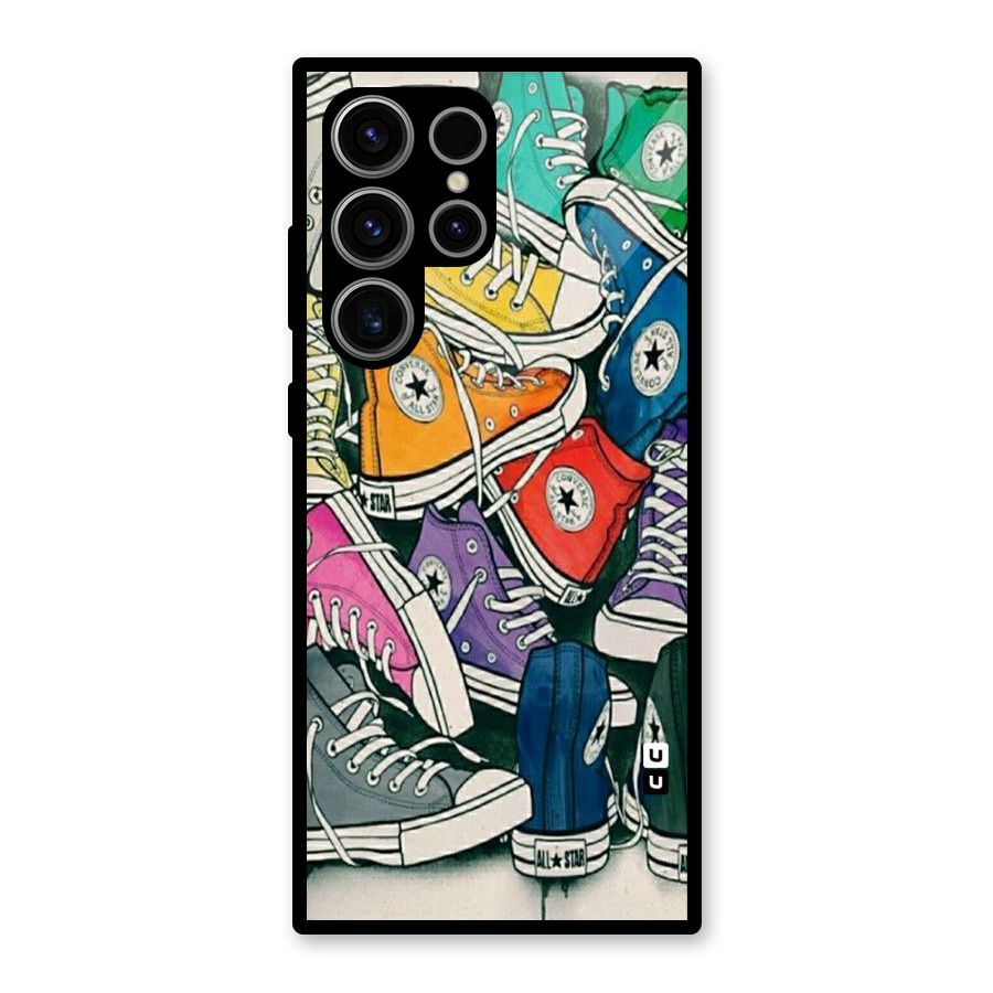 Colorful Shoes Glass Back Case for Galaxy S23 Ultra
