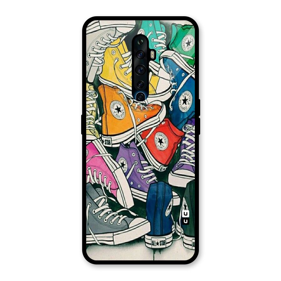 Colorful Shoes Glass Back Case for Oppo Reno2 F