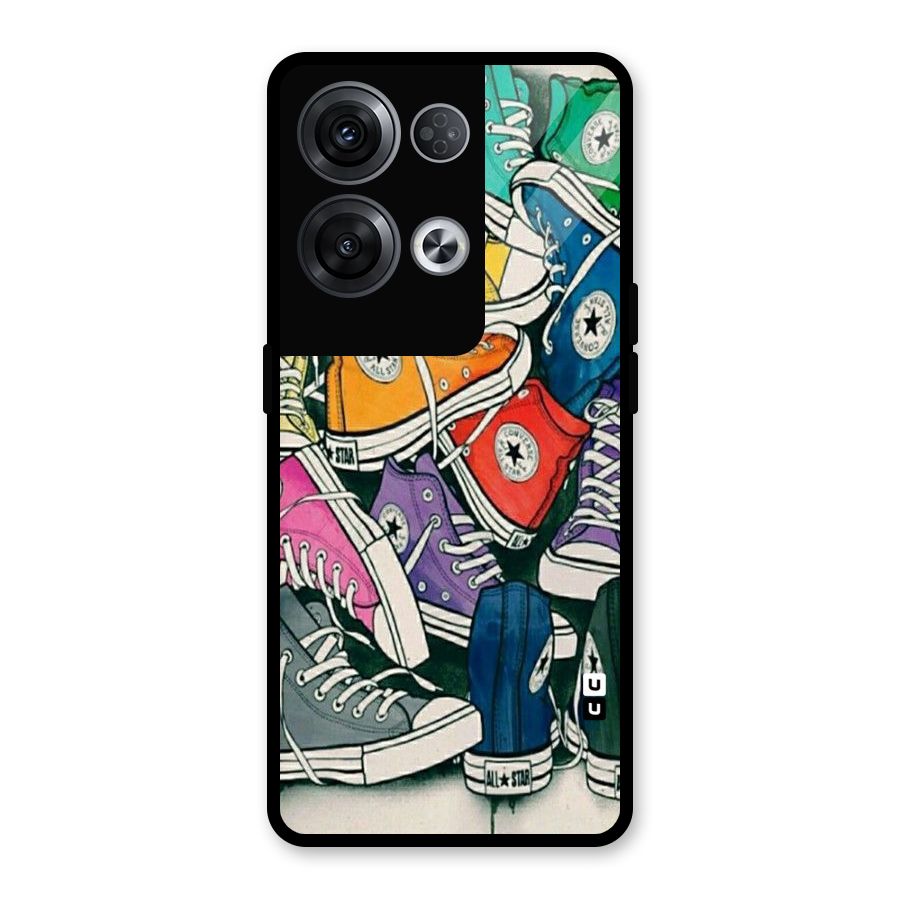 Colorful Shoes Glass Back Case for Oppo Reno8 Pro 5G