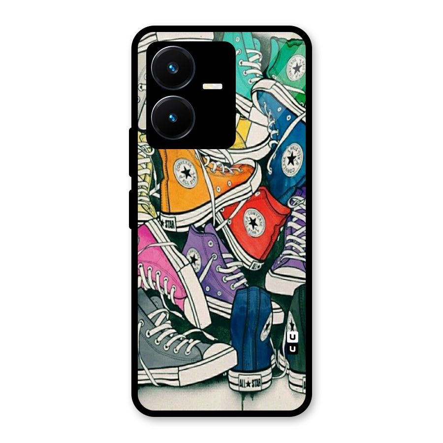 Colorful Shoes Glass Back Case for Vivo Y22