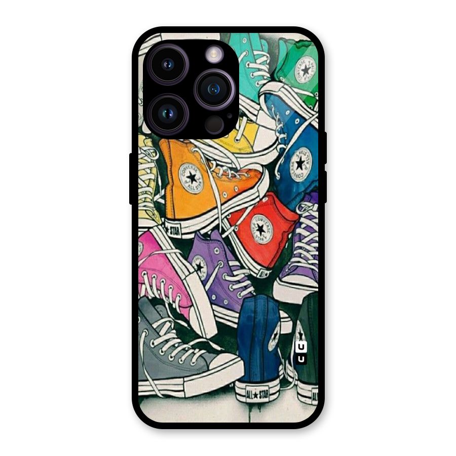 Colorful Shoes Glass Back Case for iPhone 14 Pro Max
