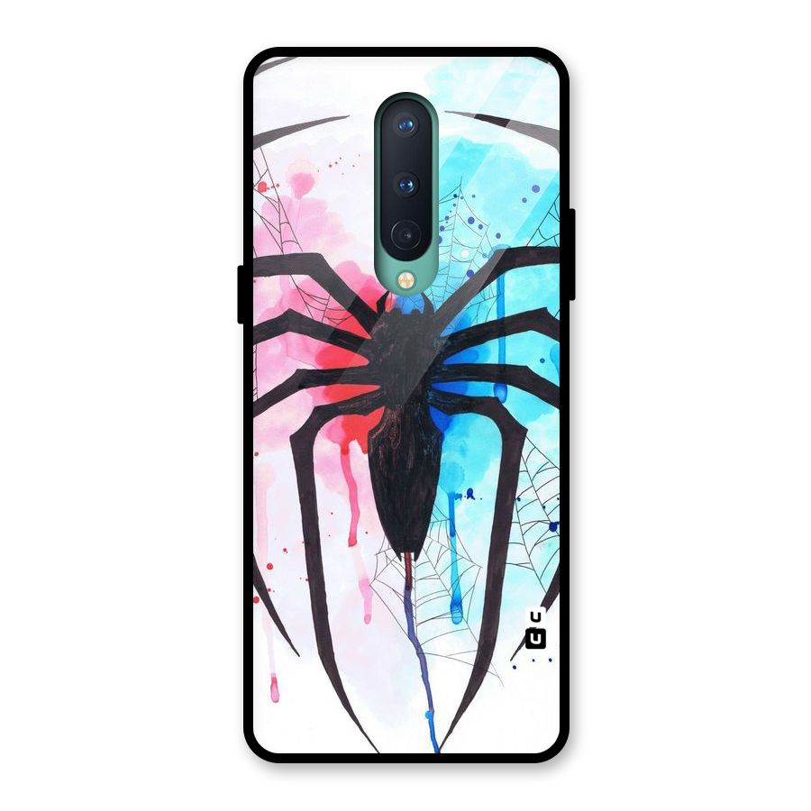 Colorful Web Glass Back Case for OnePlus 8