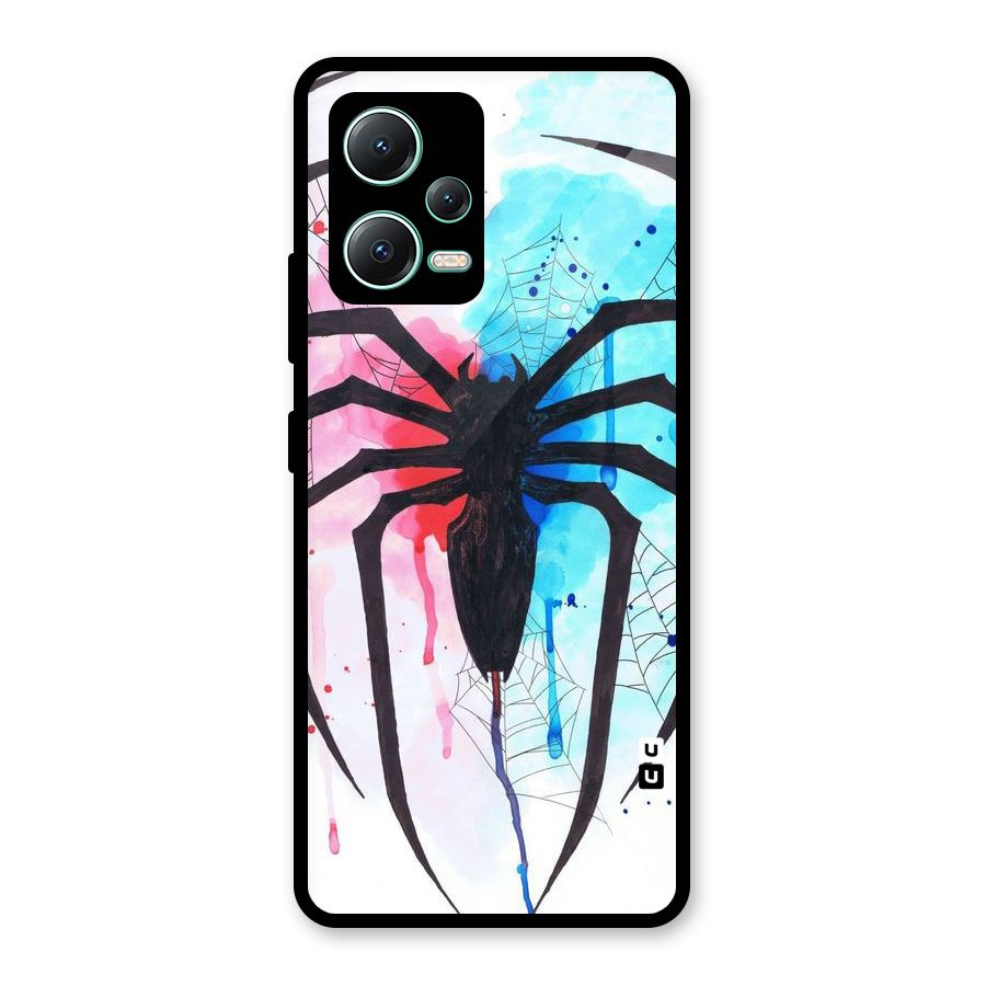 Colorful Web Glass Back Case for Redmi Note 12 5G
