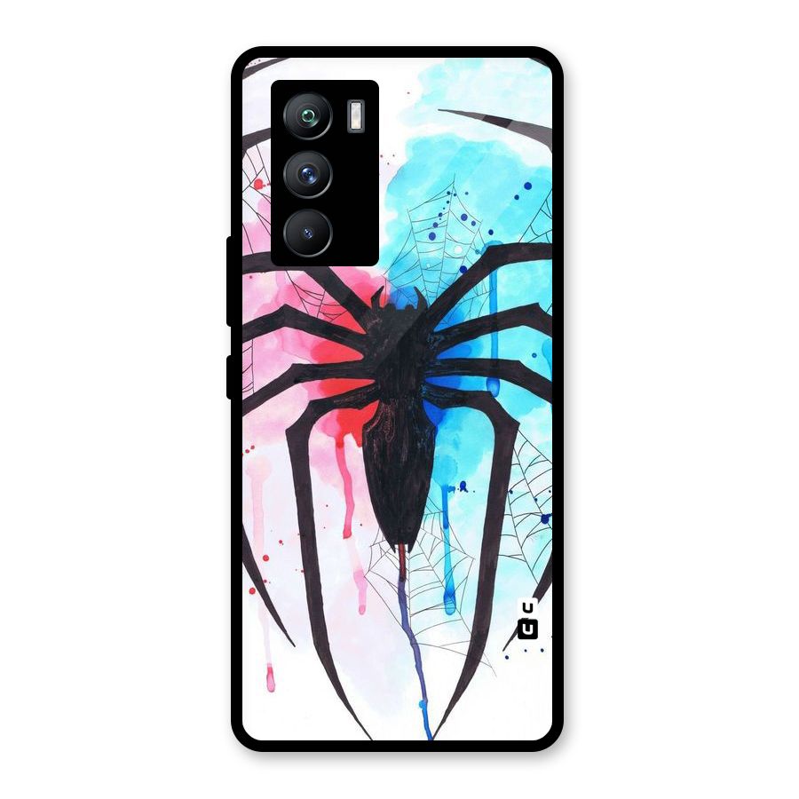 Colorful Web Glass Back Case for Vivo iQOO 9 SE