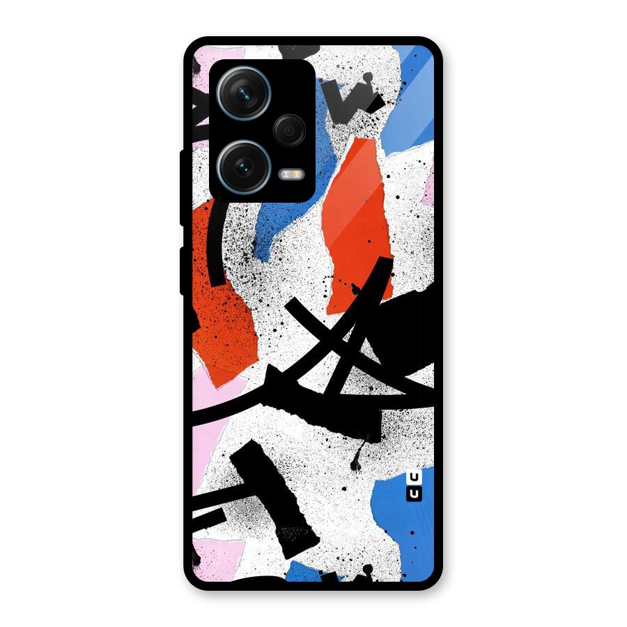 Coloured Abstract Art Glass Back Case for Redmi Note 12 Pro Plus 5G