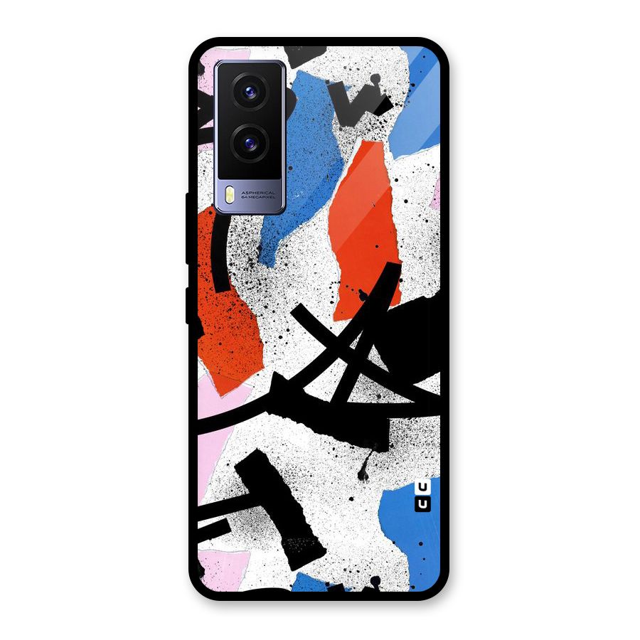 Coloured Abstract Art Glass Back Case for Vivo V21e 5G