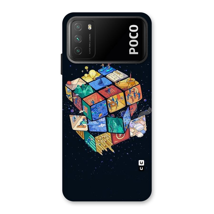 Coloured Rubic Back Case for Poco M3