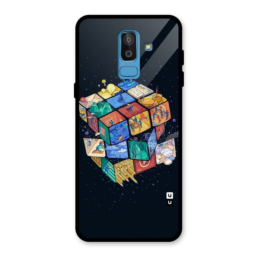 Coloured Rubic Glass Back Case for Galaxy J8