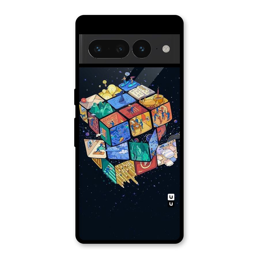 Coloured Rubic Glass Back Case for Google Pixel 7 Pro