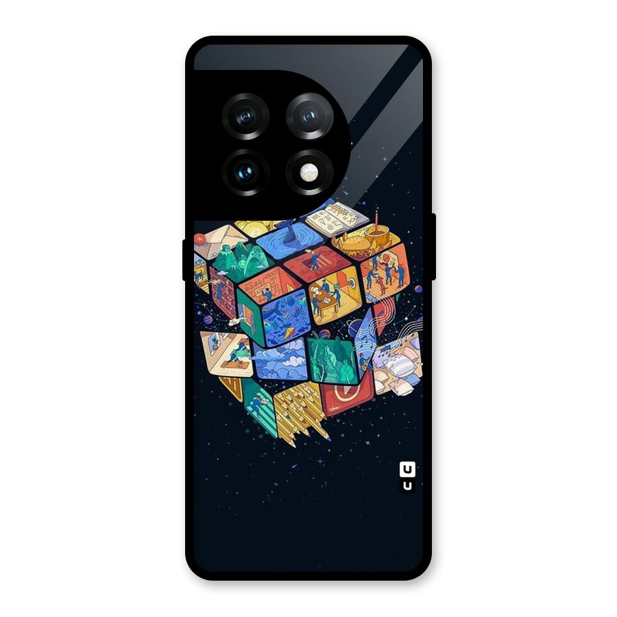 Coloured Rubic Glass Back Case for OnePlus 11