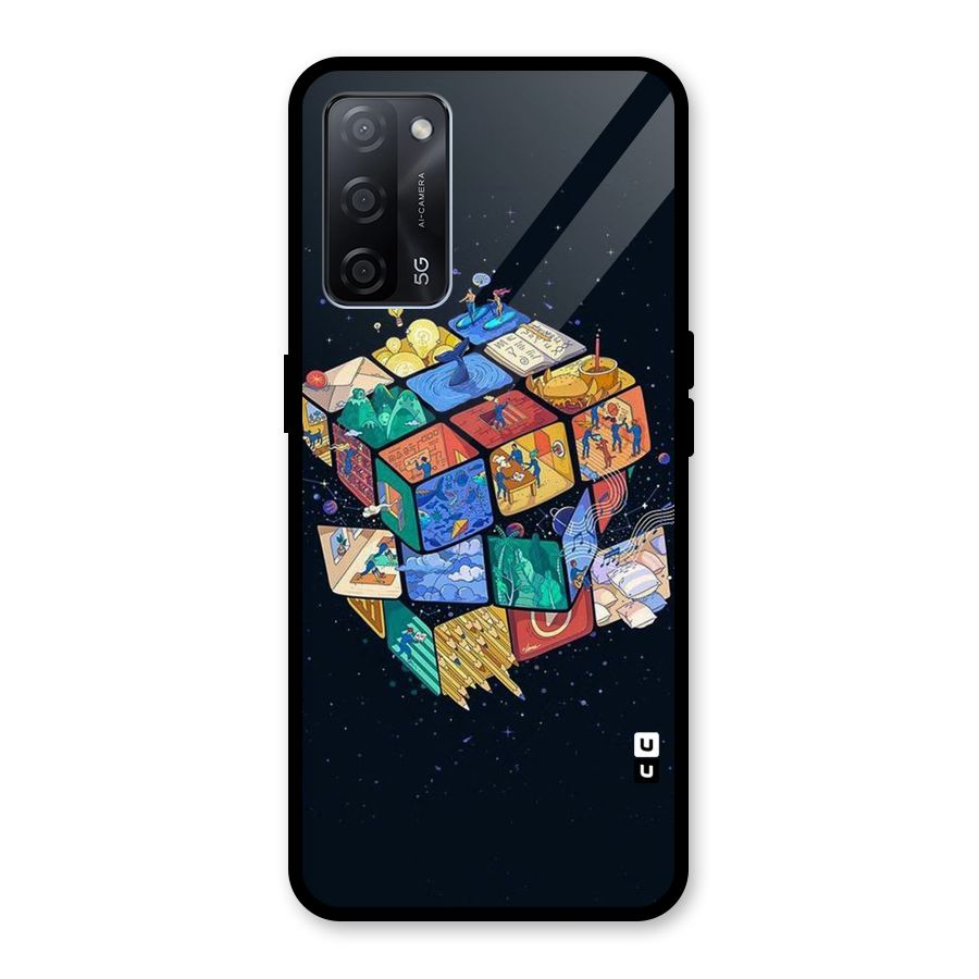 Coloured Rubic Glass Back Case for Oppo A53s 5G