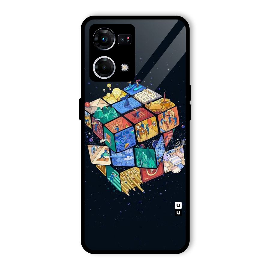 Coloured Rubic Glass Back Case for Oppo F21 Pro 5G
