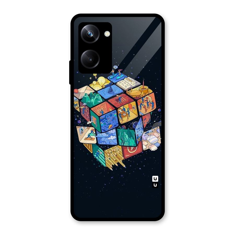 Coloured Rubic Glass Back Case for Realme 10 Pro