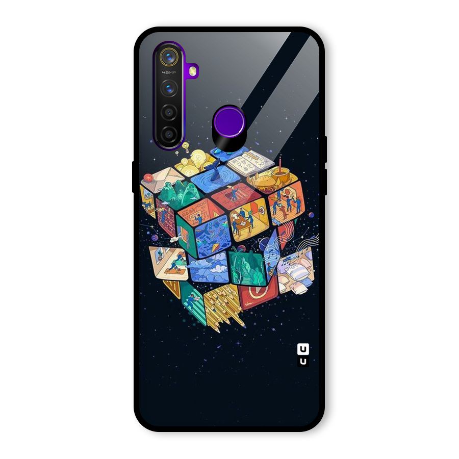 Coloured Rubic Glass Back Case for Realme 5 Pro