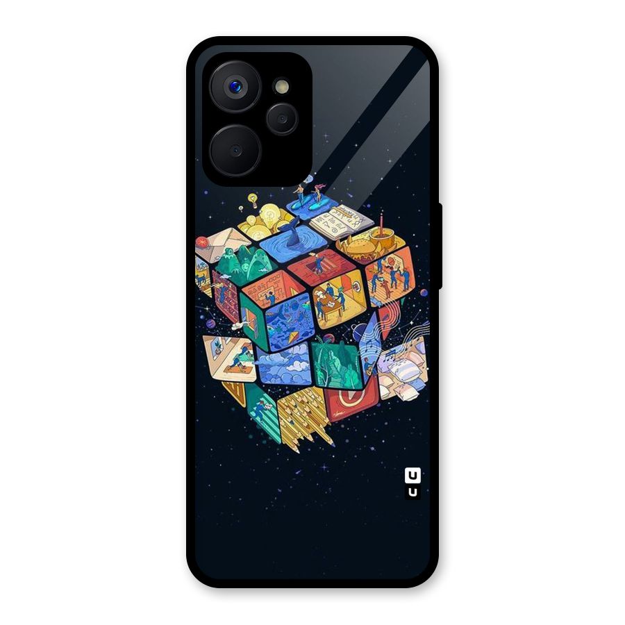 Coloured Rubic Glass Back Case for Realme 9i 5G