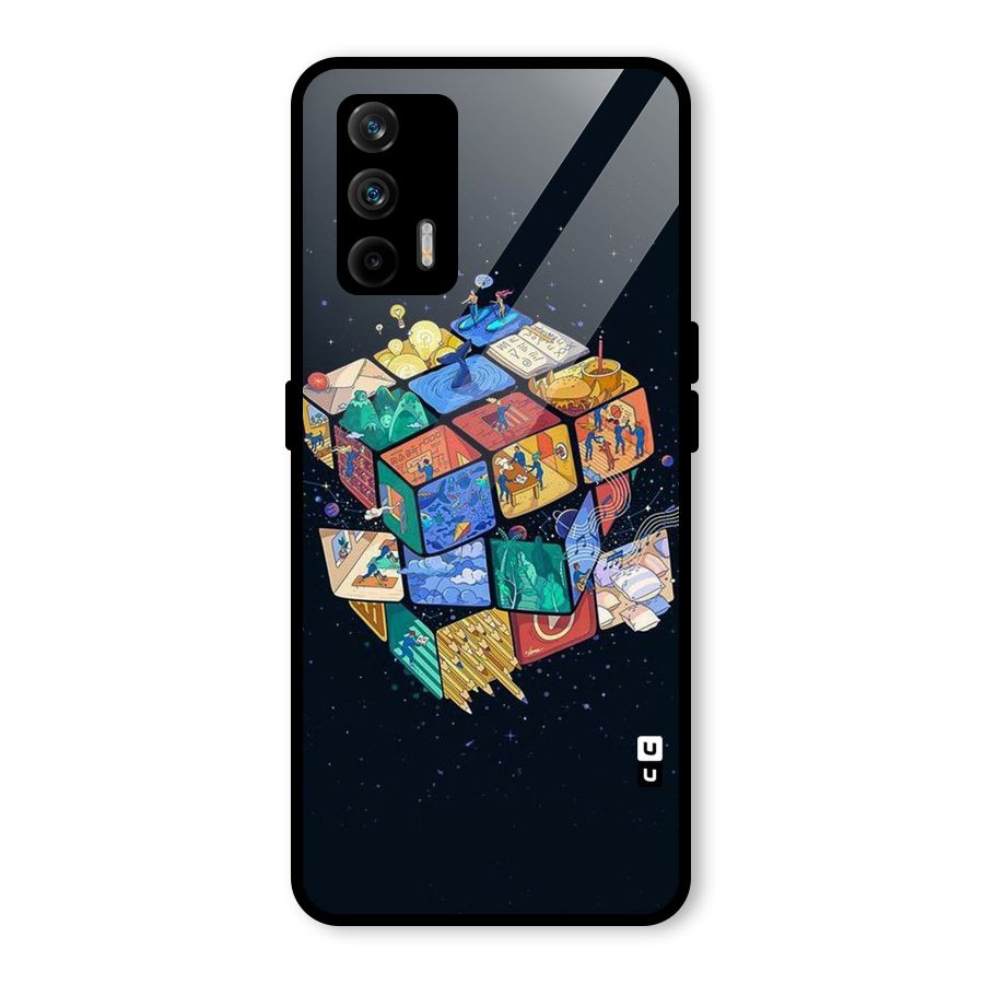 Coloured Rubic Glass Back Case for Realme X7 Max