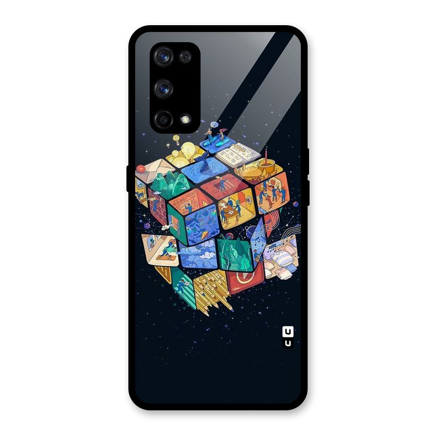 Coloured Rubic Glass Back Case for Realme X7 Pro