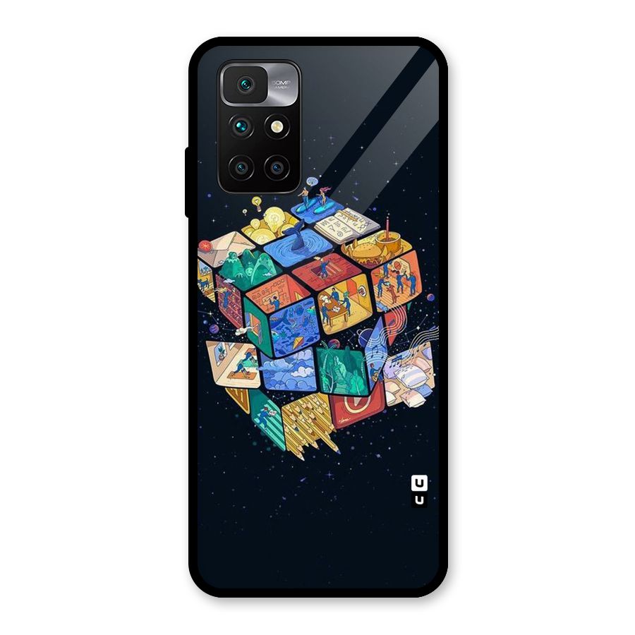 Coloured Rubic Glass Back Case for Redmi 10 Prime