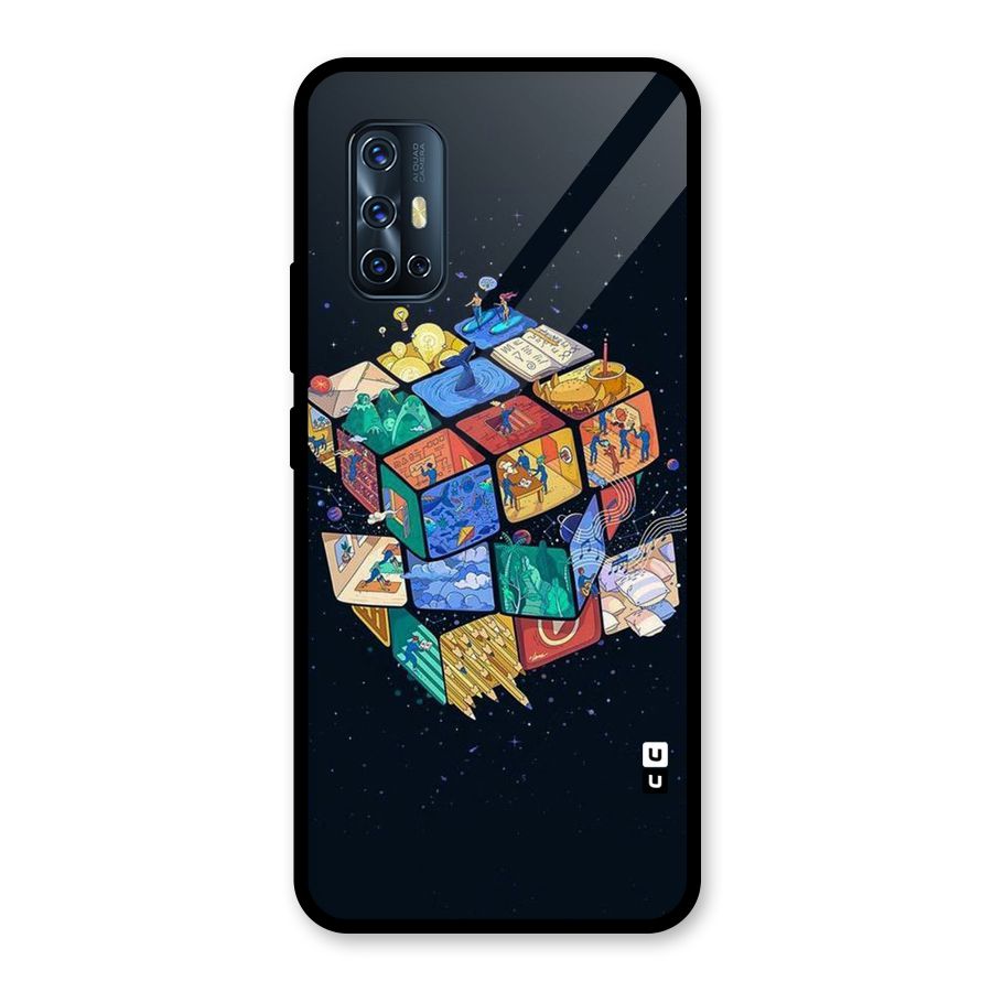 Coloured Rubic Glass Back Case for Vivo V17