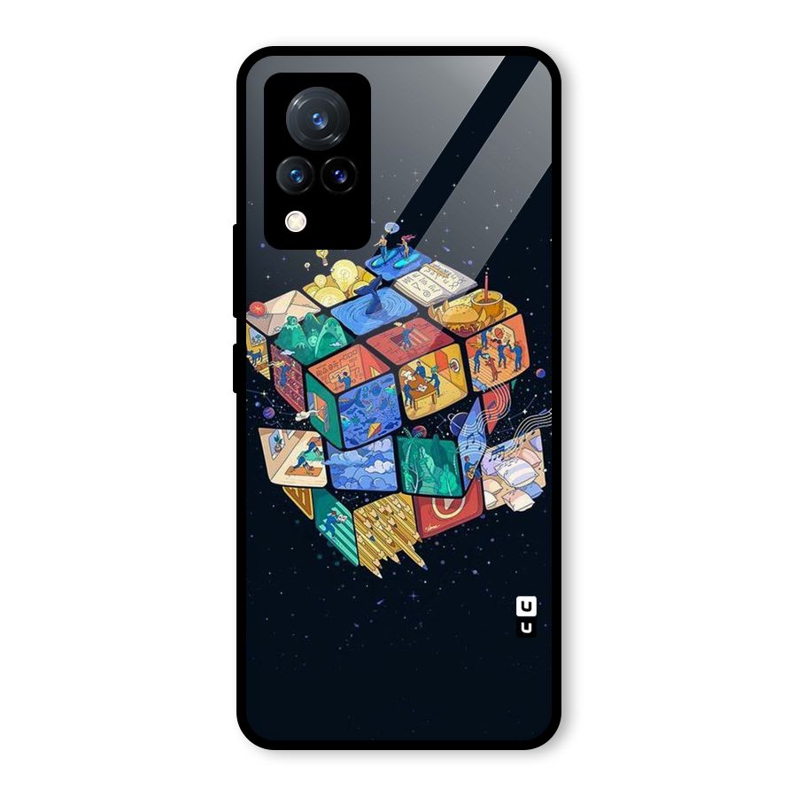 Coloured Rubic Glass Back Case for Vivo V21 5G