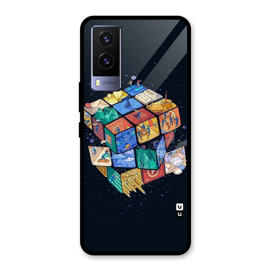 Coloured Rubic Glass Back Case for Vivo V21e 5G