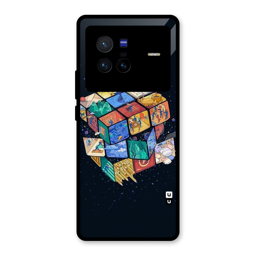 Coloured Rubic Glass Back Case for Vivo X80