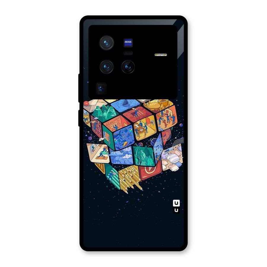Coloured Rubic Glass Back Case for Vivo X80 Pro