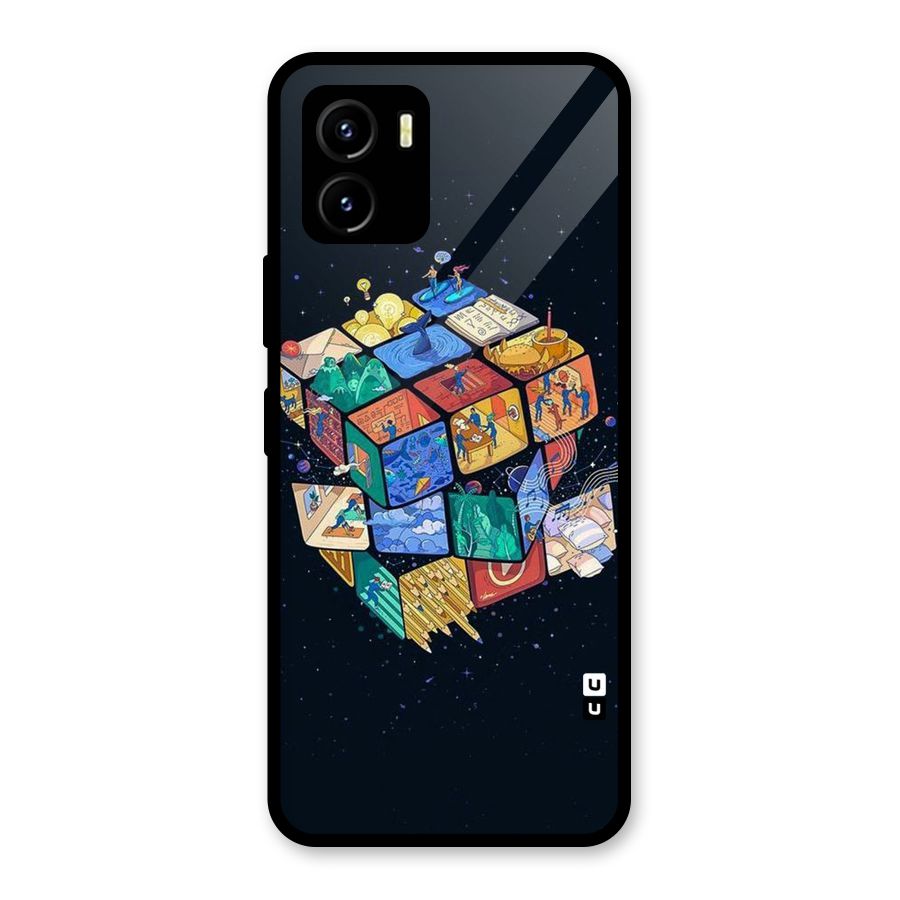 Coloured Rubic Glass Back Case for Vivo Y15s