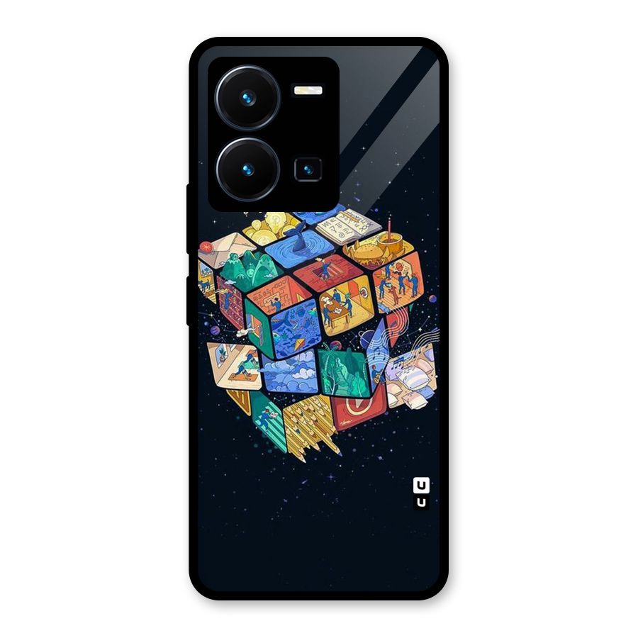 Coloured Rubic Glass Back Case for Vivo Y35