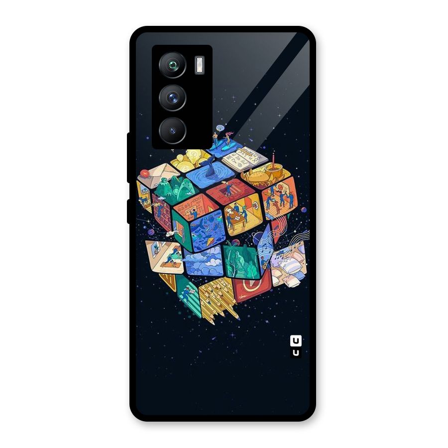 Coloured Rubic Glass Back Case for Vivo iQOO 9 SE