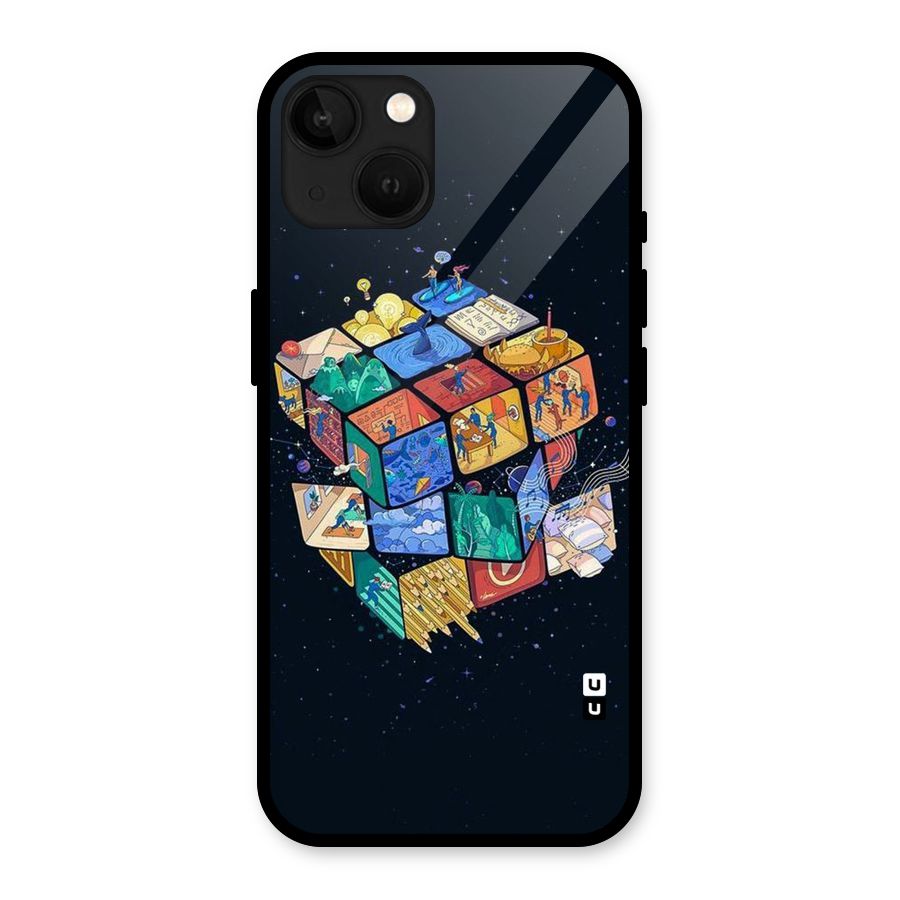 Coloured Rubic Glass Back Case for iPhone 13