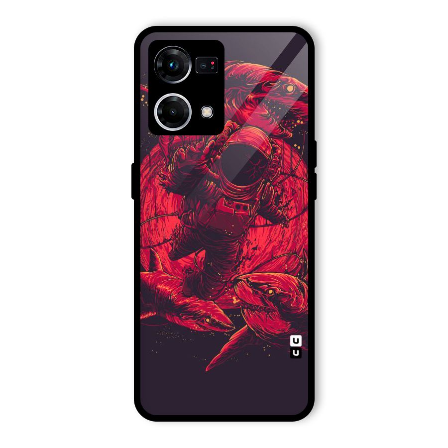 Coloured Spaceman Glass Back Case for Oppo F21 Pro 5G