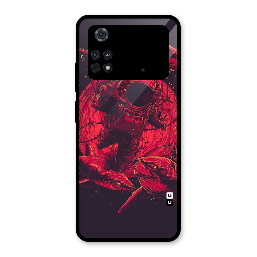 Coloured Spaceman Glass Back Case for Poco M4 Pro 4G