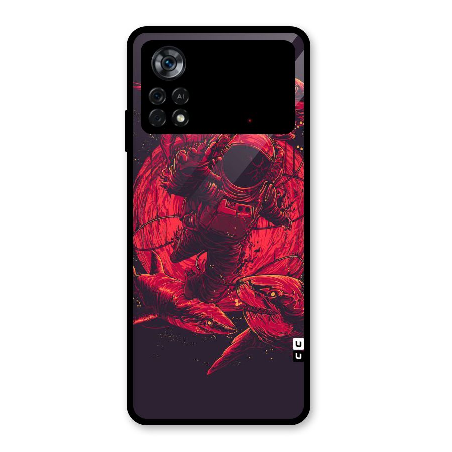 Coloured Spaceman Glass Back Case for Poco X4 Pro 5G