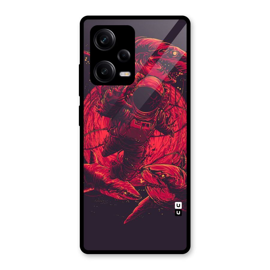 Coloured Spaceman Glass Back Case for Redmi Note 12 Pro