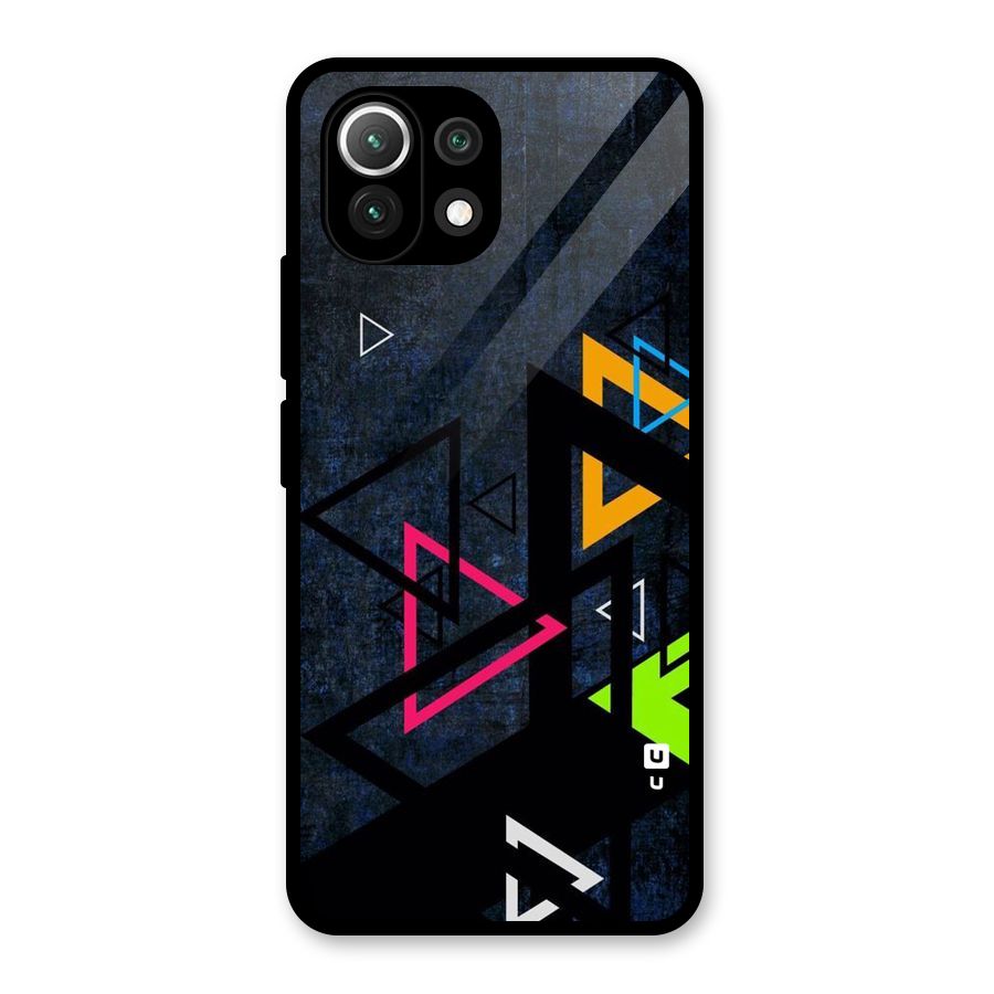 Coloured Triangles Glass Back Case for Mi 11 Lite