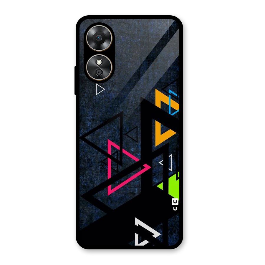 Coloured Triangles Glass Back Case for Oppo A17