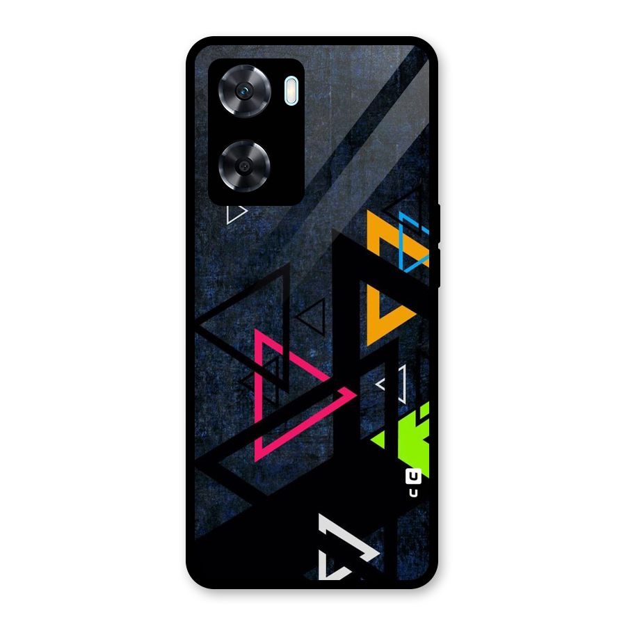 Coloured Triangles Glass Back Case for Oppo A77